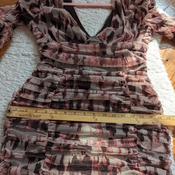 ZARA ruched printed mini dress Large - Picture 15 of 16